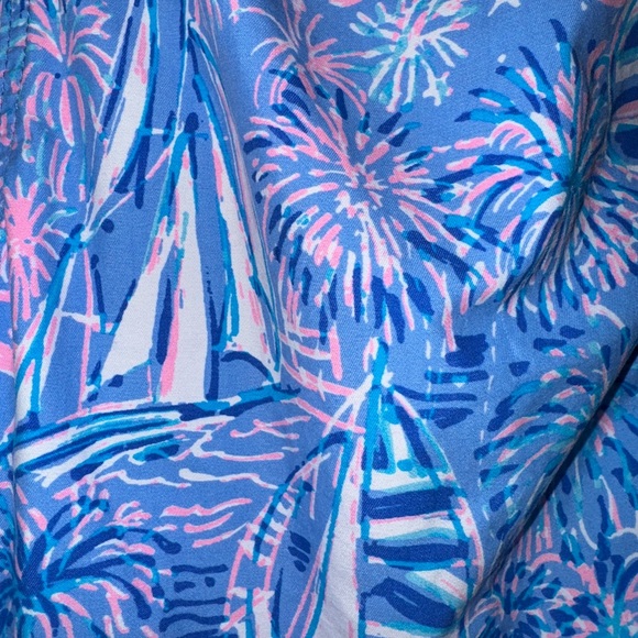 Boys Lilly Pulitzer Boca Blue It’s a Sailabration Sailboat Swim Shorts Size L - Picture 2 of 3